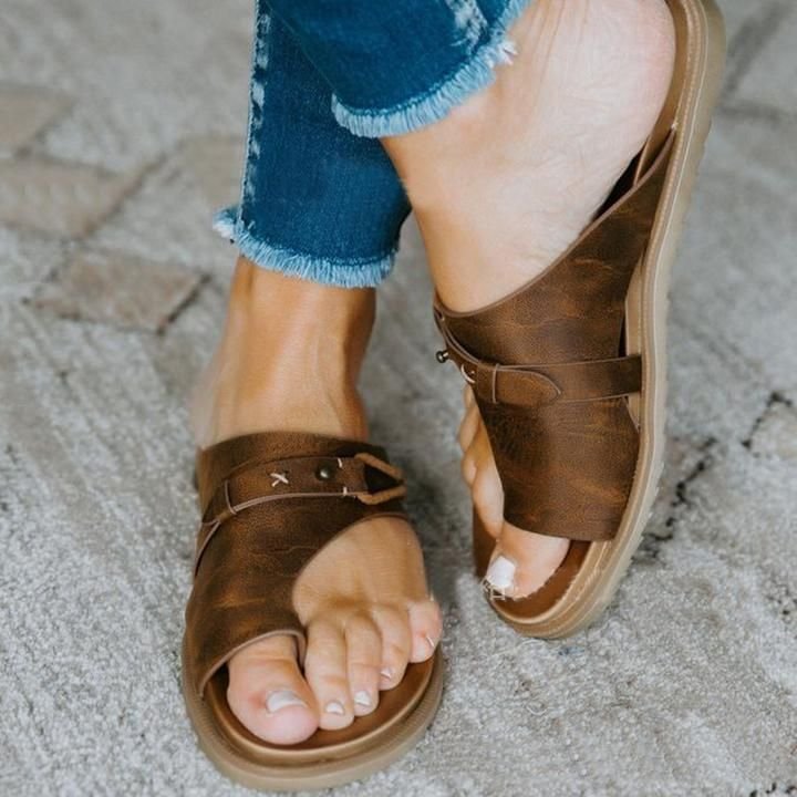 Summer Leather Orthopedic Carina Sandals Flip Flop Beach Sandals Anti-slip