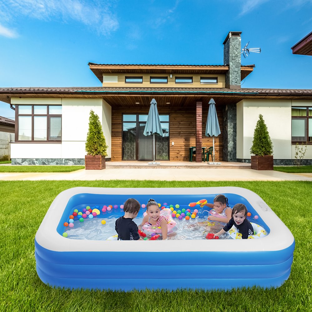 Family Inflatable Swimming Pool, 120" x 70" x 22" For Kiddie, Kids, Adults, Easy Set Swimming Pool For Backyard, Summer Water Party, Outdoor - vzzhome