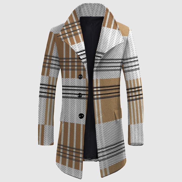 BrosWear Lapel Check Woolen Coat