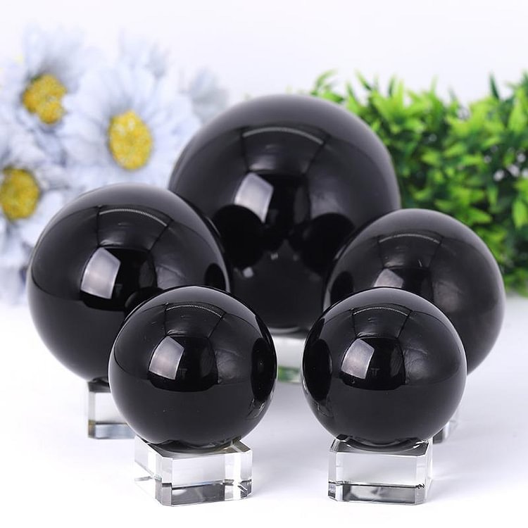 2.0"-4.0" Black Obsidian Sphere Crystal wholesale suppliers