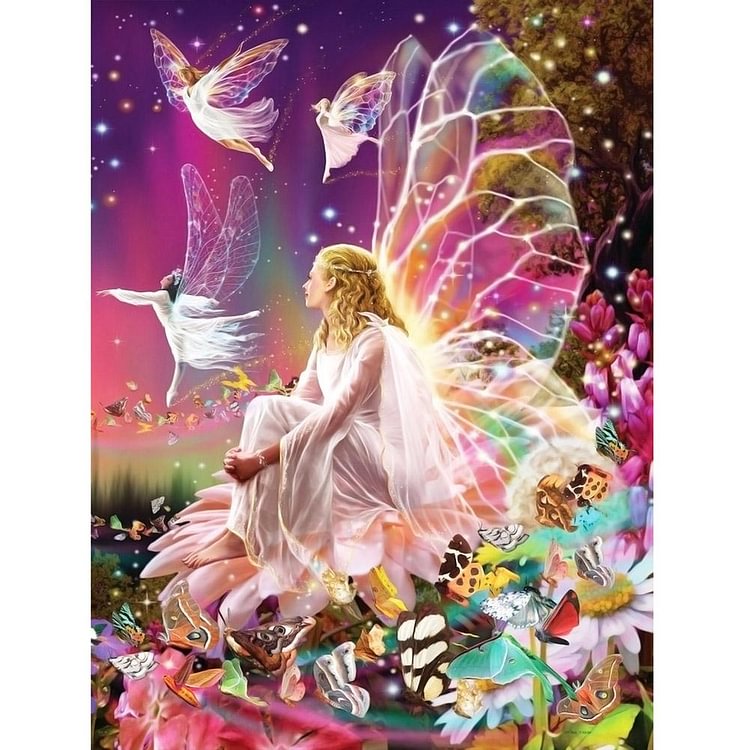Butterfly Fairy Round Drill Diamond Painting 40X30CM(Canvas)-gbfke