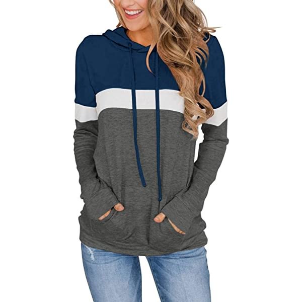 BLTR Women Casual Sport Long Sleeve Color Block Sweatshirt Zip-Up Sweatshirt Top 