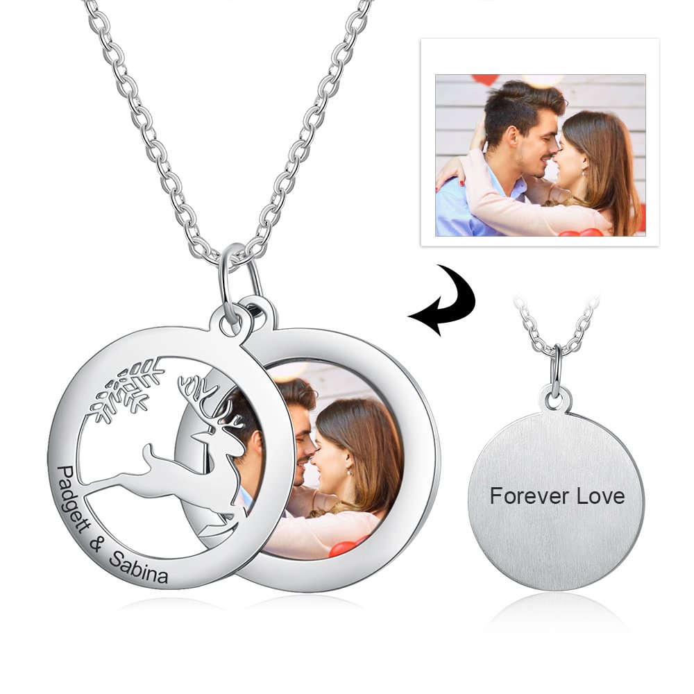 Personalized Picture Necklace With Engraving, Custom Necklace with Picture and Text