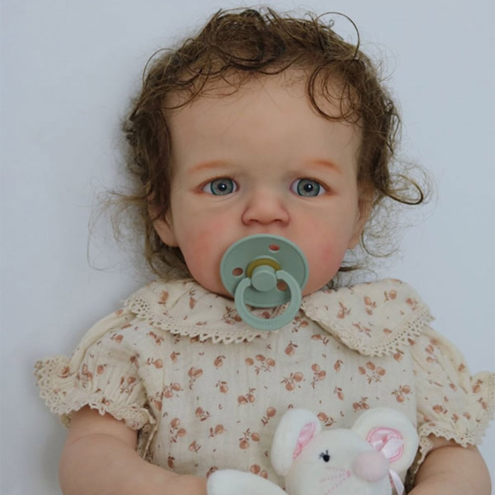 [New!]24'' Lifelike Brown Hair Reborn Toddler Girl Babies Doll Helen With Pacifier And Bottle