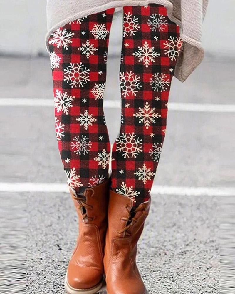 Fashion Christmas Snowflake Pattern Pants