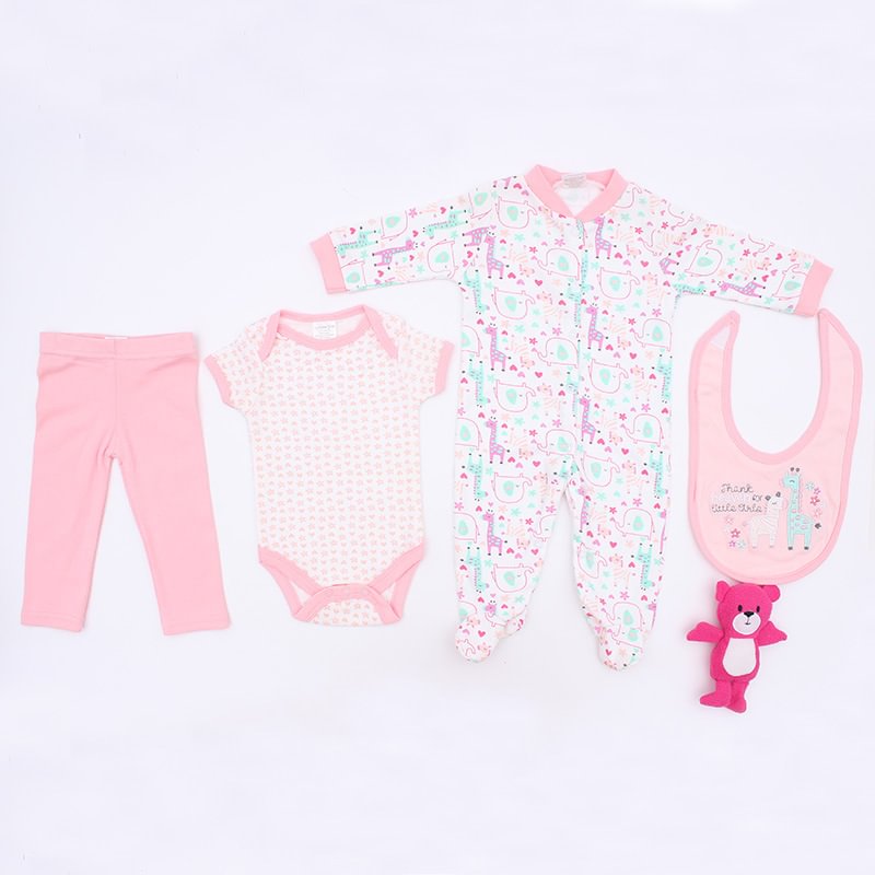  Pink Giraffe Baby Clothes for 17-22 Inches Reborns 5 Piece Set - Reborndollsshop.com-Reborndollsshop
