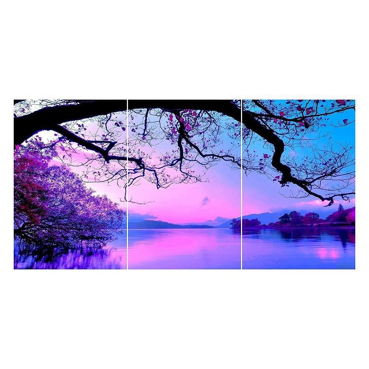Purple Cloud 3 pictures - Full Round Drill Diamond Painting - 80x40cm(Canvas)