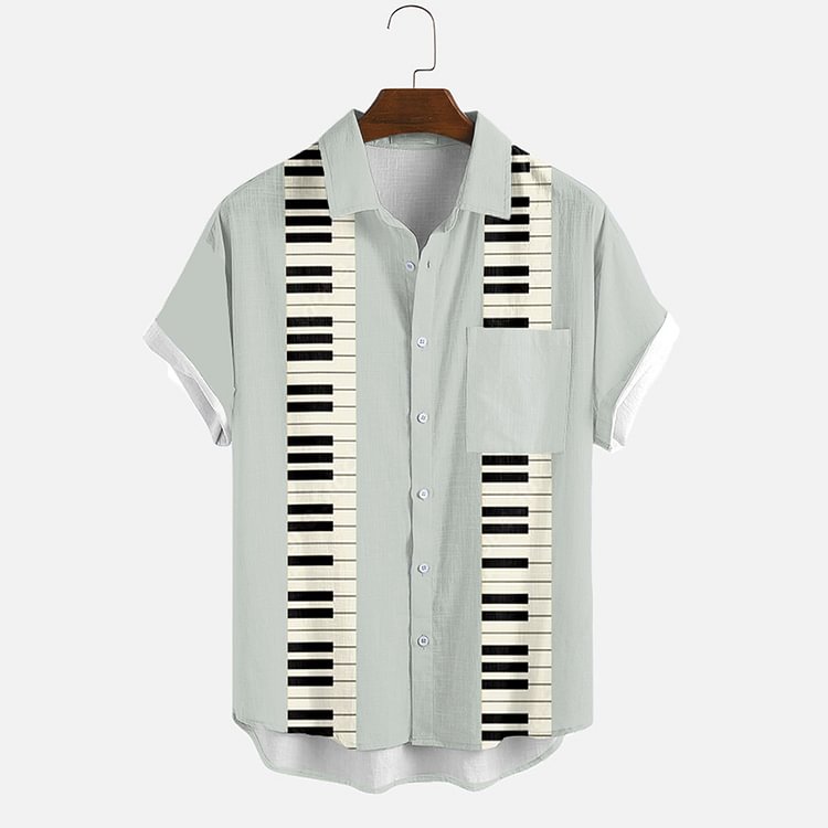 BrosWear Piano Print Short-Sleeved Shirt