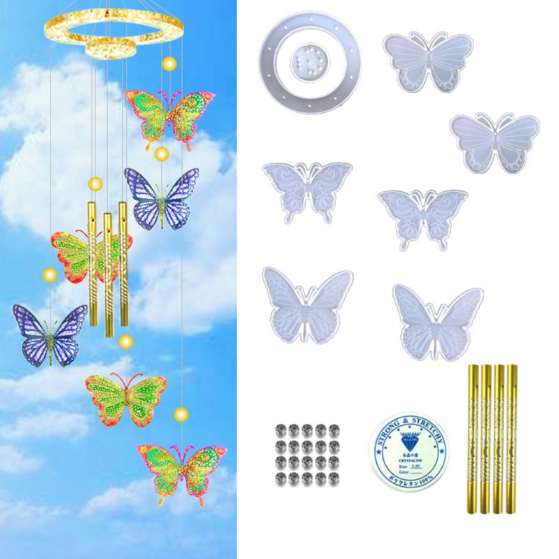 Butterfly Wind Chime Resin Casting Mold with Material Package