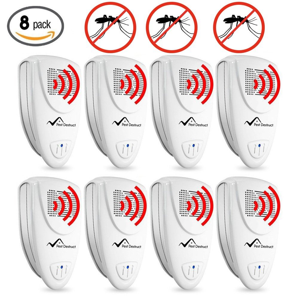 Ultrasonic Mosquito Repeller - PACK OF 8 - 100% SAFE for Children and Pets - Get Rid Of Mosquitoes In 7 Days Or It's FREE - vzzhome
