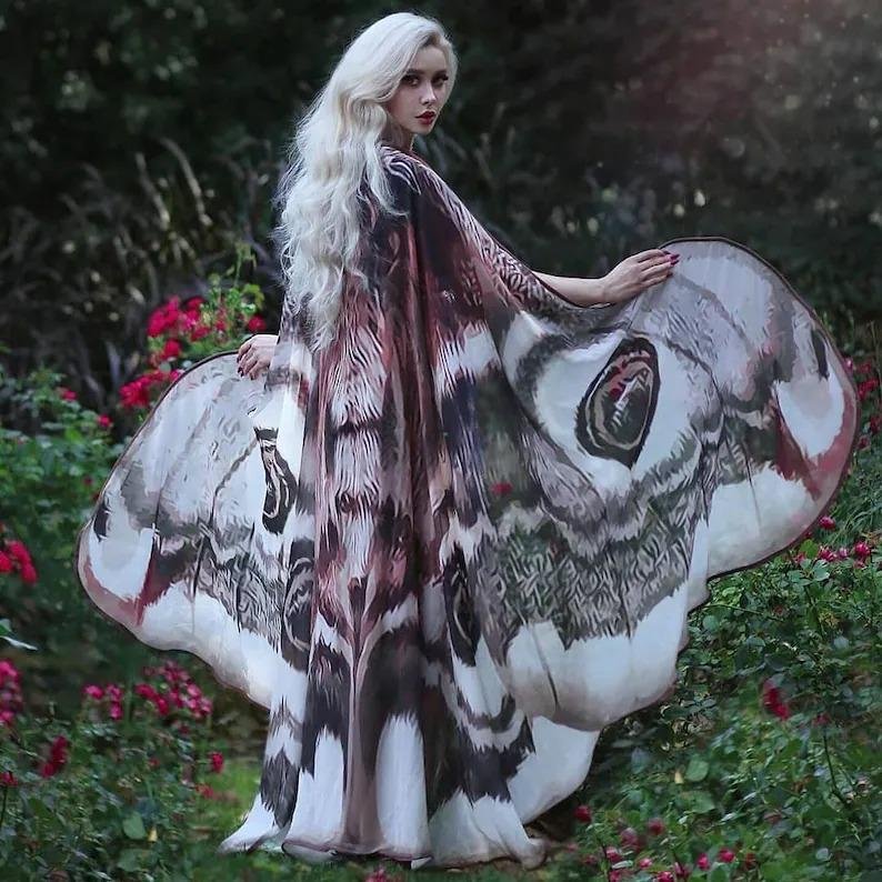 Moth Wings Costume Butterfly Cape Fairy Wings Festival Clothing Burning Man Moth Costume