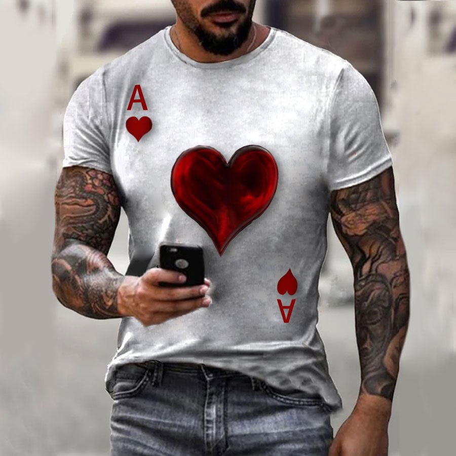 Men's Red Heart A Printed Casual T-shirt / [viawink] /