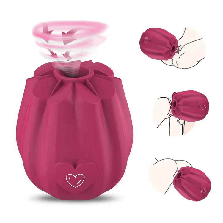 Rose Sucking Vibrator With Heart Shaped Button