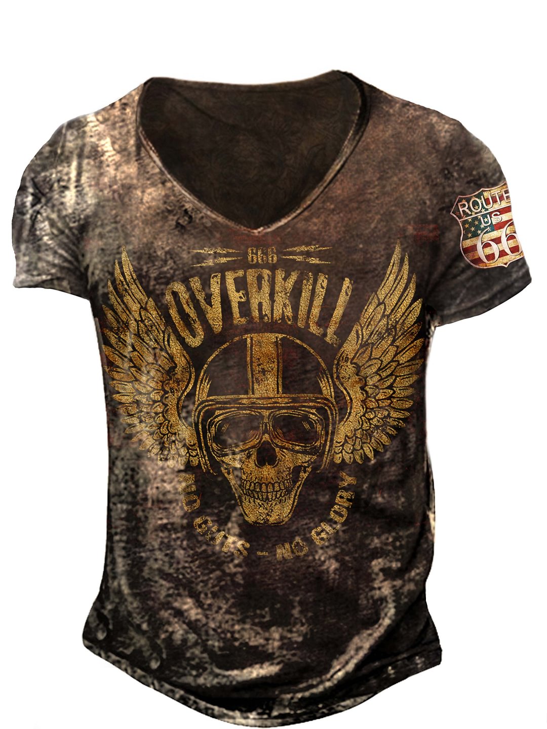 Mens Route 66 print outdoor quick-drying short-sleeved T-shirt / [viawink] /