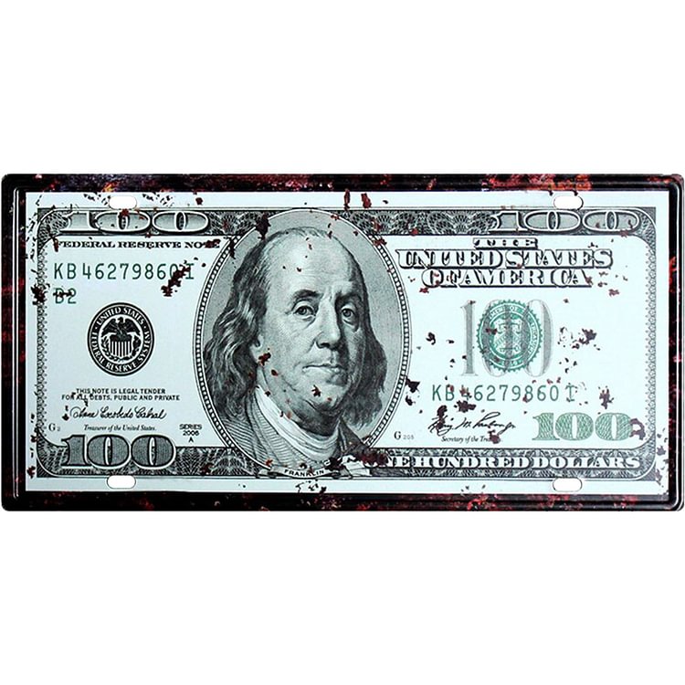 Cash - 100 Dollars Car Plate License Tin Signs/Wooden Signs - 15*30cm