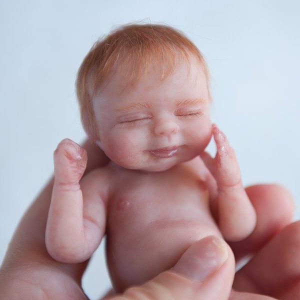 Miniature Doll Sleeping Full Body SiliconeReborn Baby Doll, 5 Inches Realistic Newborn Baby Doll Named Abana