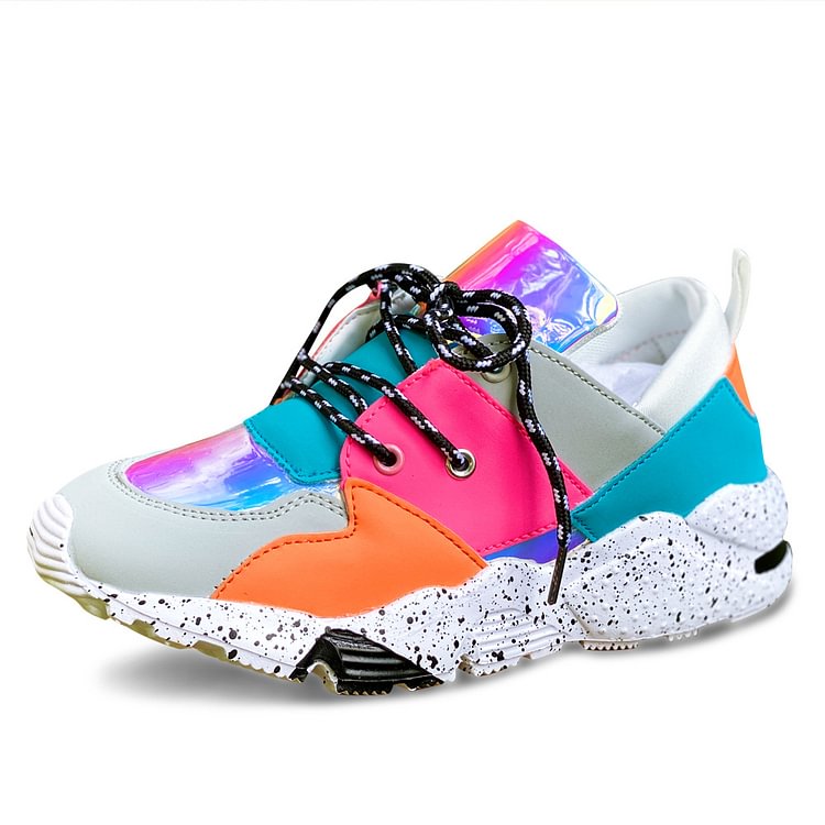 Women's Colored Feet Wide Casual Sneakers