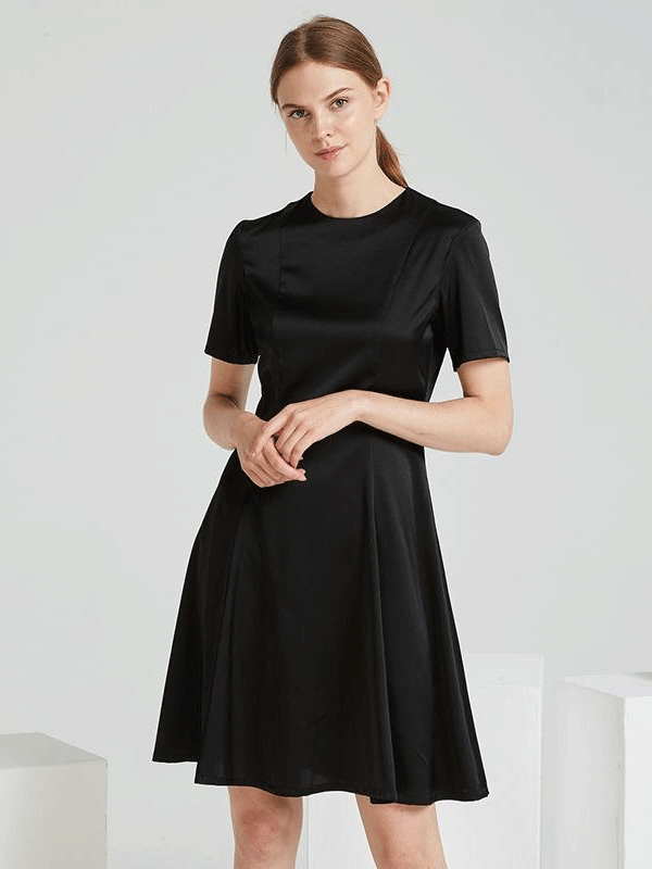 Luxury Black Elegant Silk Dress