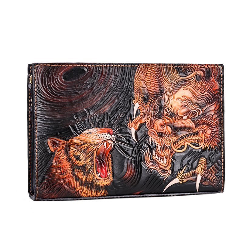 Dragon And Tiger Roar Leather Personalized Bag