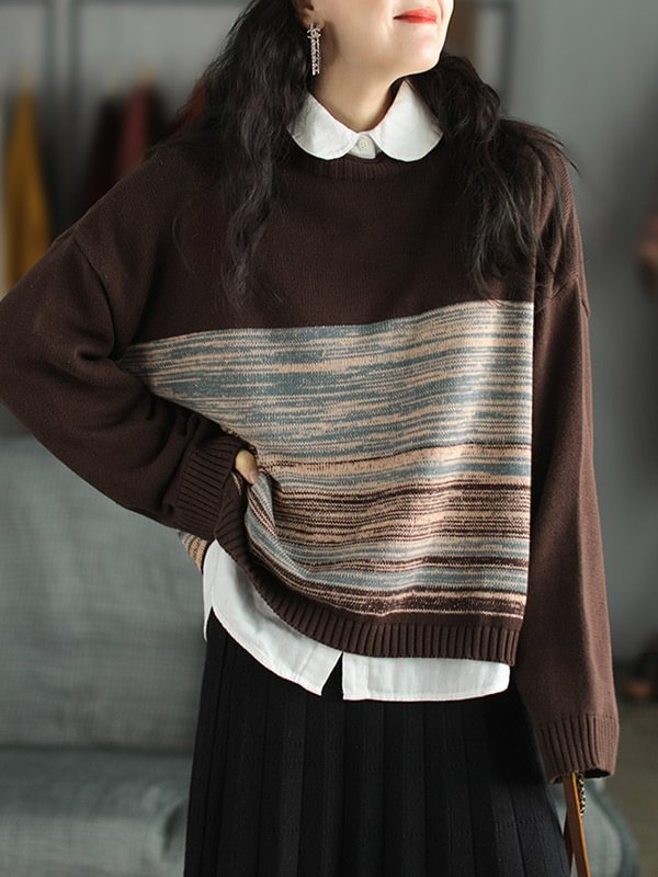 Original Striped Round-Neck Knitting Sweater
