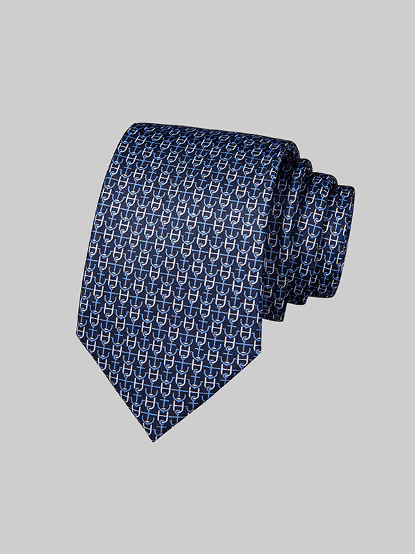 Cravate en soie imprimé motif crochets -Soieplus