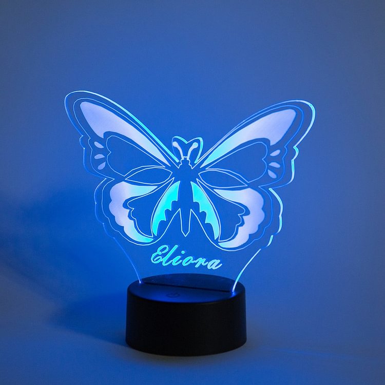 lampe de chevet papillons fleur personnalisé cadeau original prénom enfant fille 