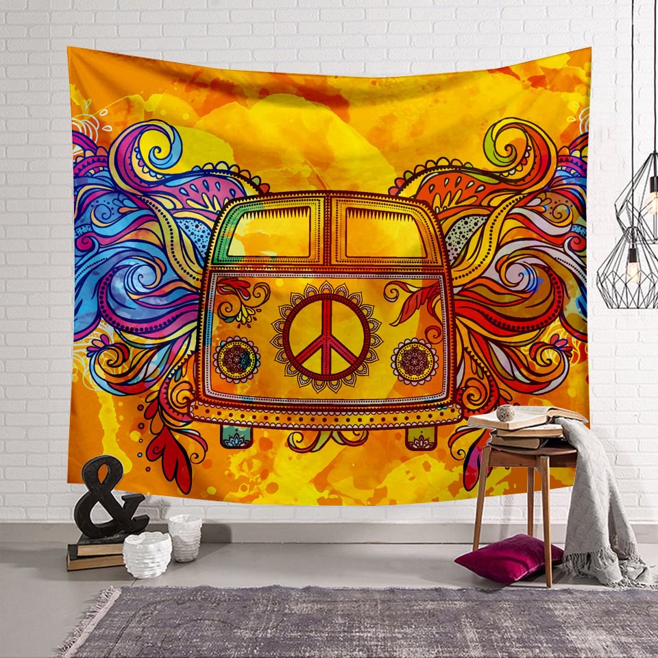Paisley Patterns Peace And Love Bus Ethnic Tapestry