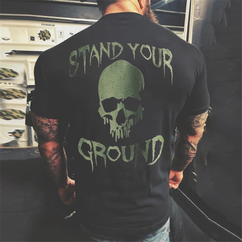 Green letter stand your ground skull print T-shirt - Livereid