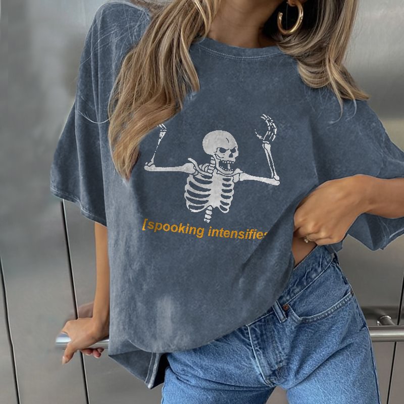 Minnieskull Spooking lntensifies Skull Print T-shirt - Minnieskull
