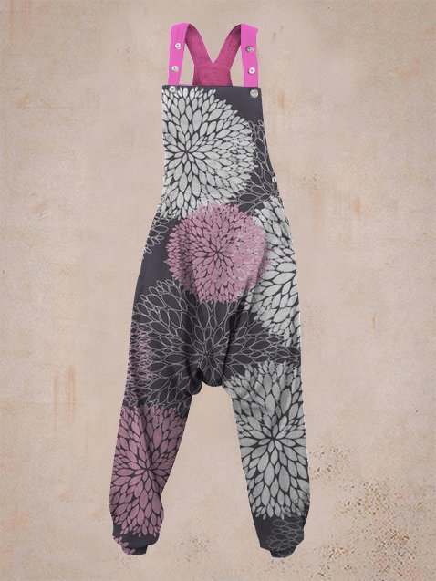 Women's Art Print Sleeveless Harem Jumpsuit