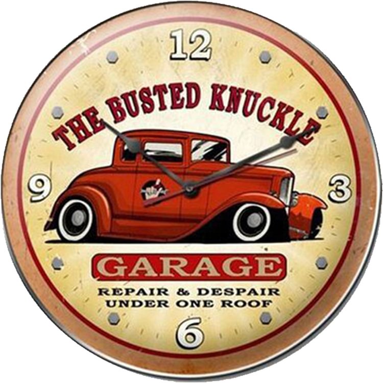 Car Garage - Round Vintage Tin Signs/Wooden Signs - 30x30cm