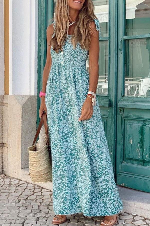 Womens Bohemia Smart Floral Print Sling Dress-Allyzone-Allyzone