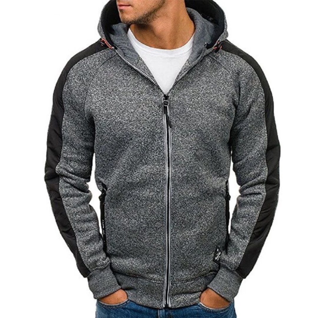 Mens plus size zipper Hoodies Long Sleeve Sportswear Tracksuit Hooded Sweatshirt casual jackets and coats-Corachic