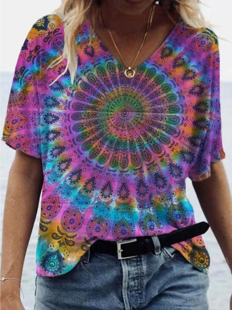 Abstract Mandala Painting Print T-shirt