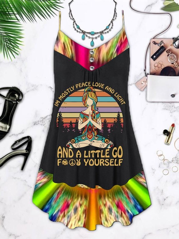 Hippie Soul Leather Print Spaghetti Strap Dress