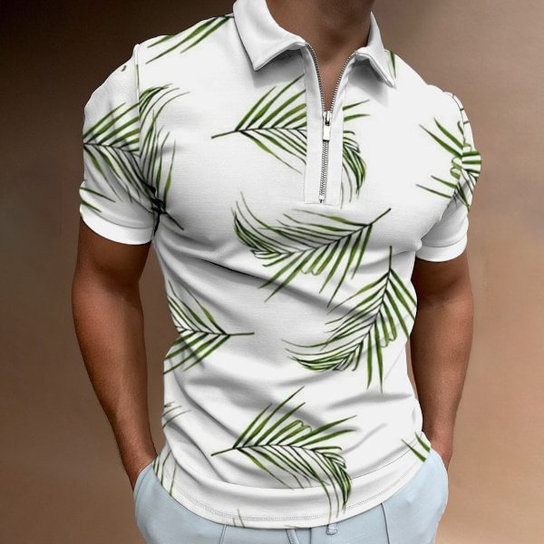 Green Palm Tree Short Sleeve Polo