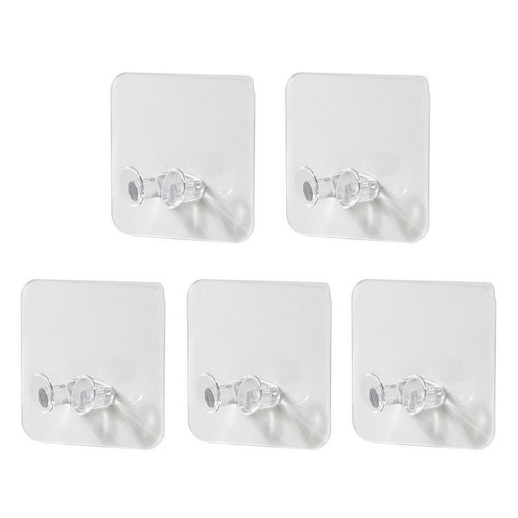 5pcs Strong Plug Hook Rack Transparent Punch Free Adhesive Wire Hook Hanger
