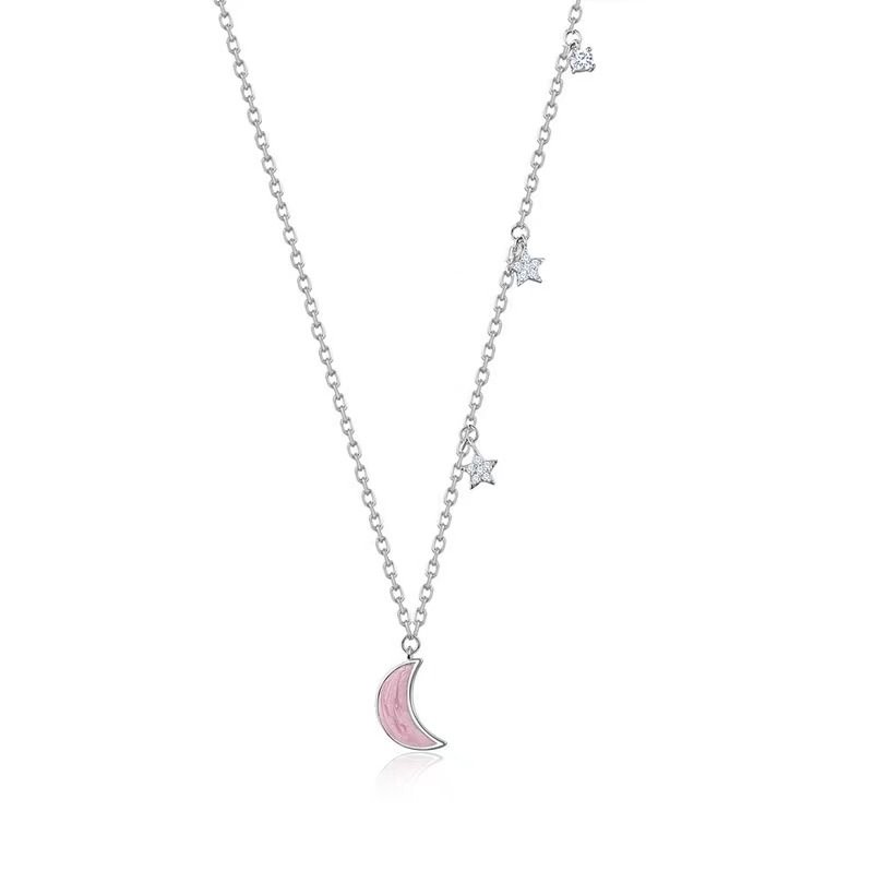 Pink Moon Silver Pendant Necklace
