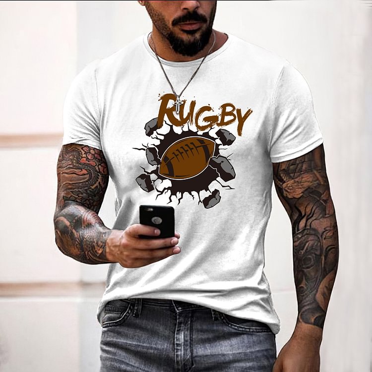 BrosWear Bomb Rugby Print Short Sleeve T-Shirt