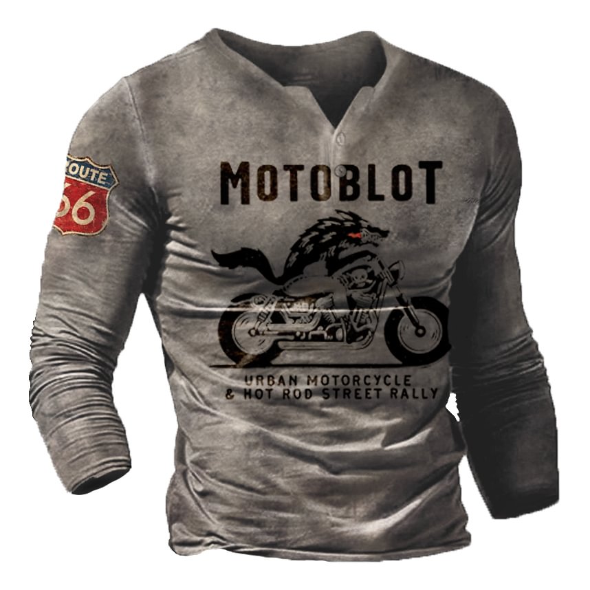 Men's vintage motorcycle rally printed outdoor combat T-shirt / [viawink] /