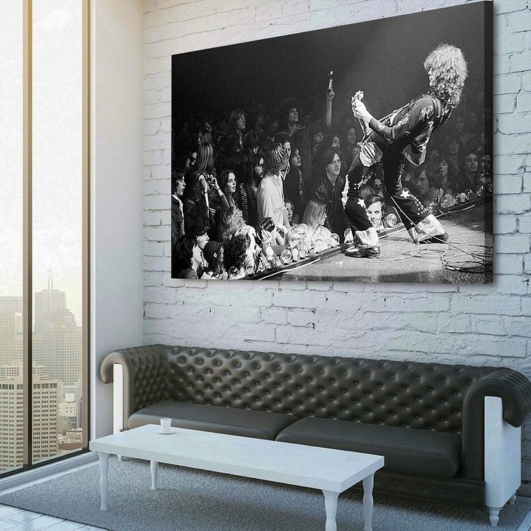 Led Zeppelin Jimmy Page playing to the crowd Canvas Wall Art