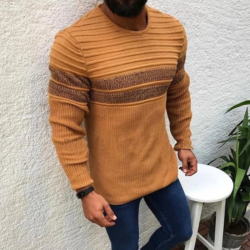 Men's Slim Fitting Long Sleeve Pullover High Neck Knitting-Corachic