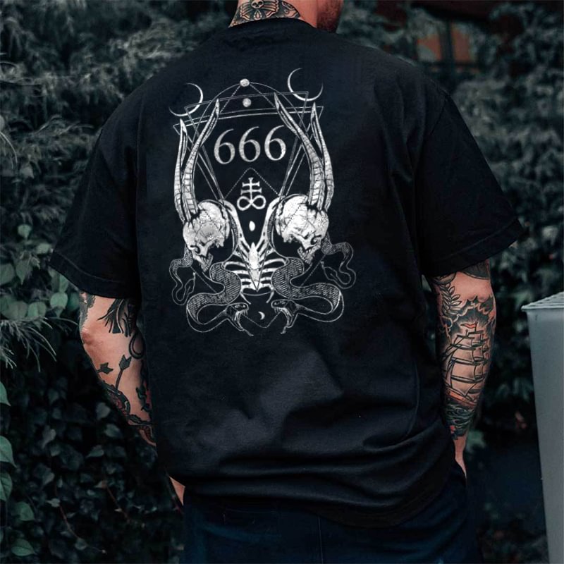 UPRANDY 666 Mamba Leviathan cross print casual loose t-shirt -  UPRANDY