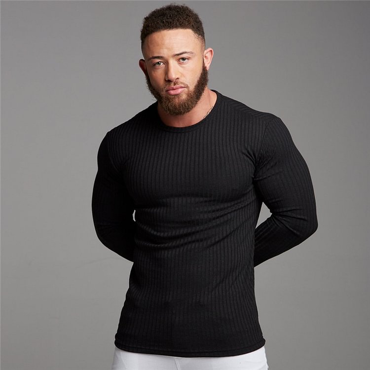 Solid Men's Thin Casual Slim Long Sleeve T-Shirs