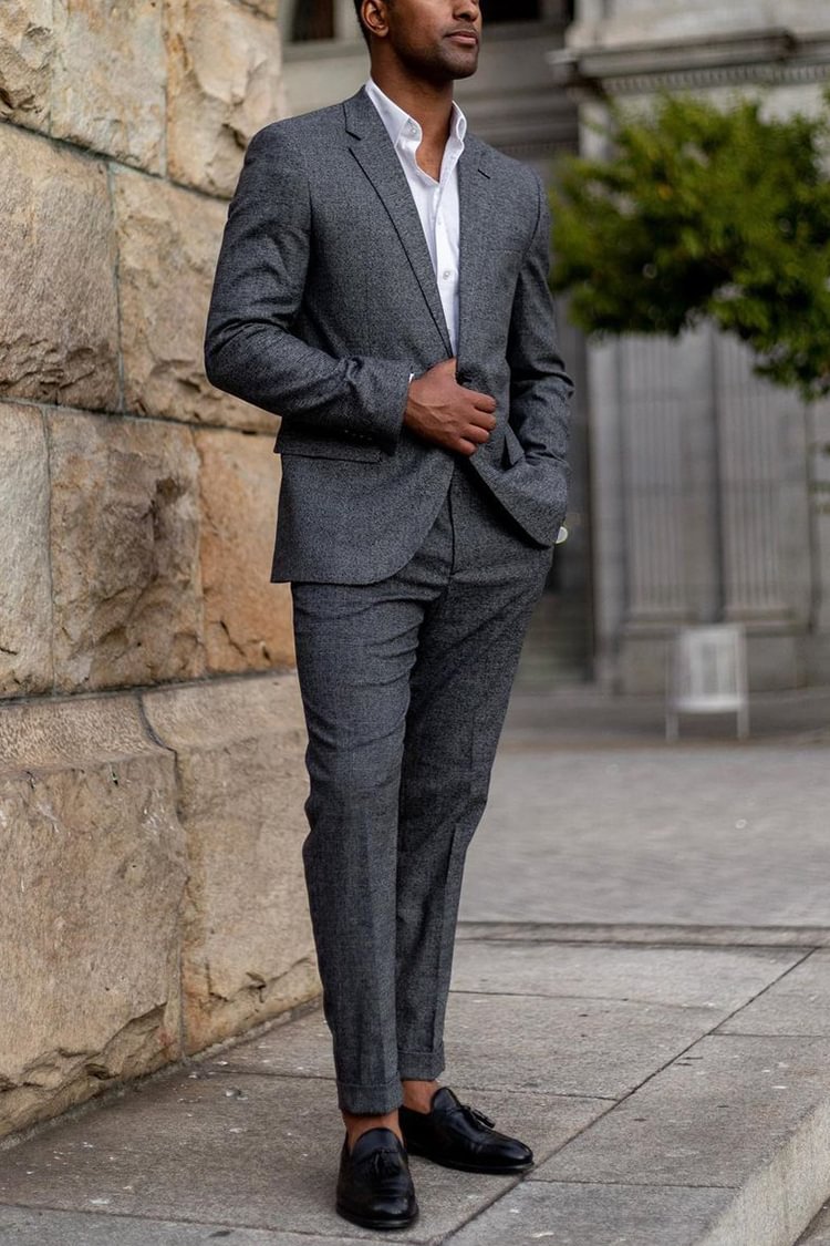 Tiboyz Men's Outfits Fashion Premium Grey Blazer And Pants Suit