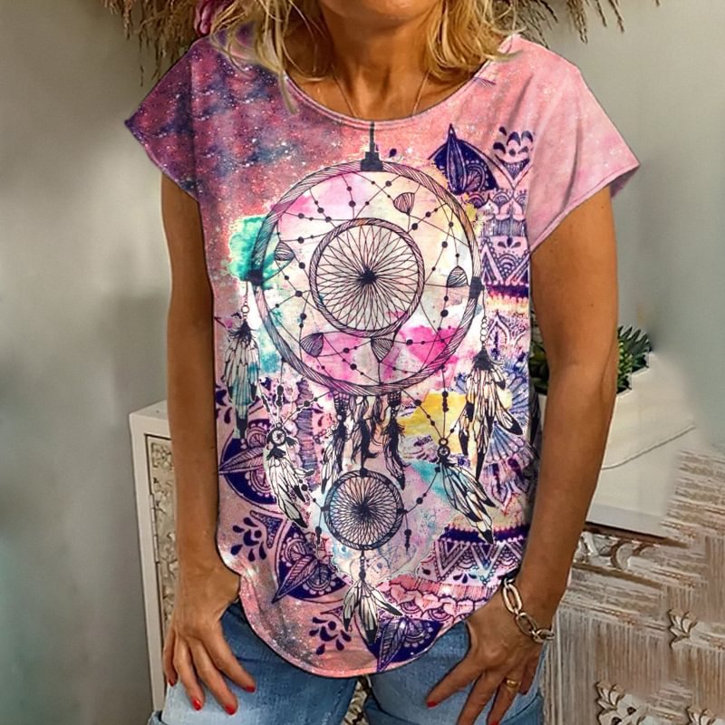 Fashion casual dreamcatcher short-sleeved graphic tees