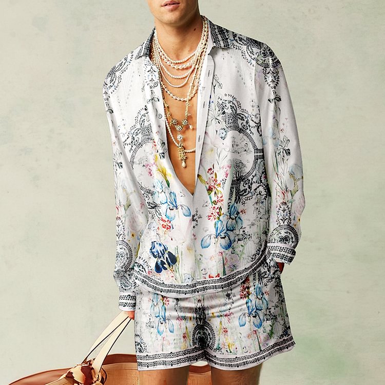 BrosWear Luxury Holiday Beach Shirt And Shorts Two Piece Set