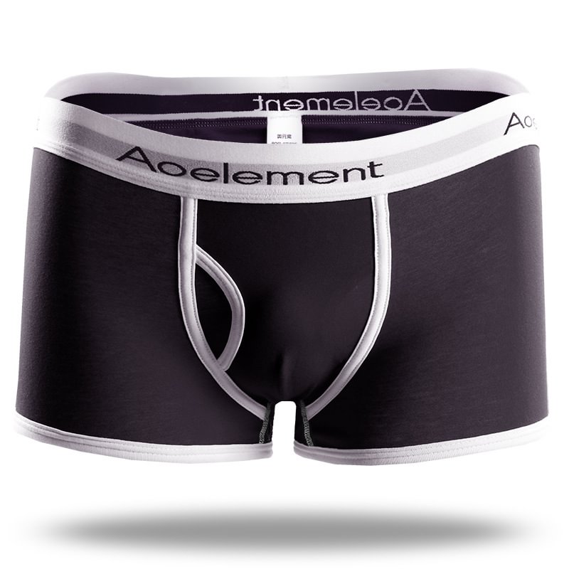 Men's U Pocket Cotton Solid Color Breathable Boxer Briefs Underwear