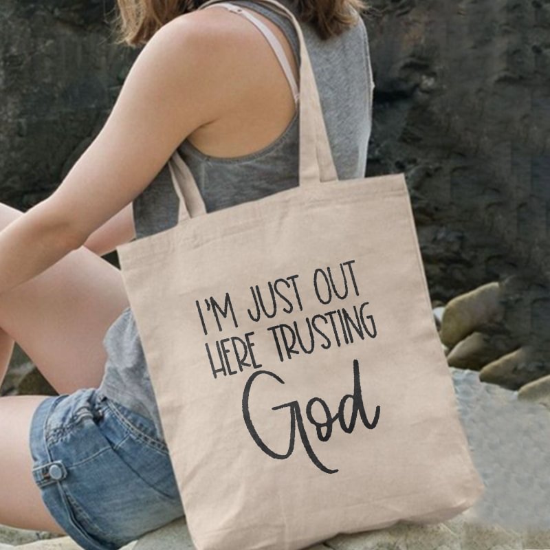 Minnieskull I'm Just Out Here Trusting God Printed All-match One-Shoulder Bags - Minnieskull