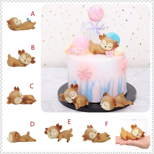 1 Pcs Cute Deer Cake Topper Pvc Sika Deer Home Ornament For Wedding Merry Christmas Party Dessert Baking Decoration